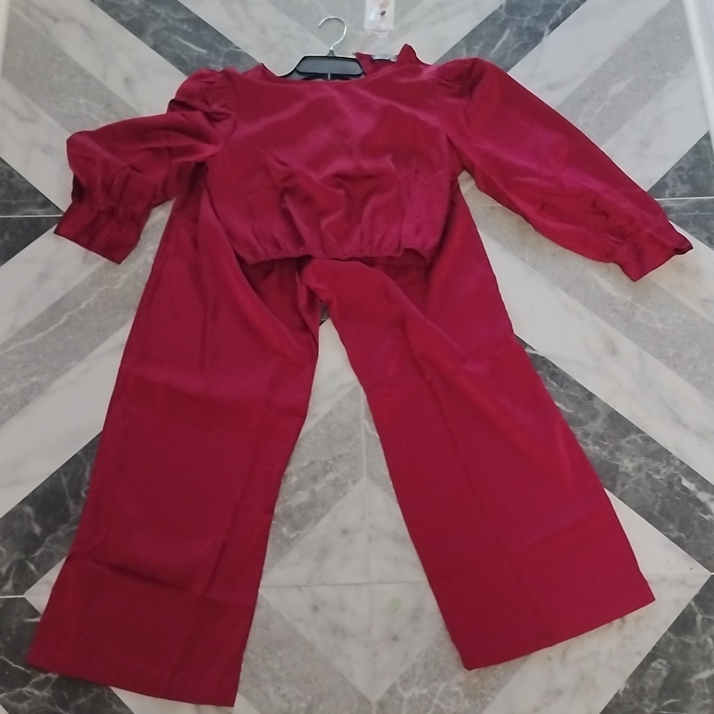 2 piece satin pants set